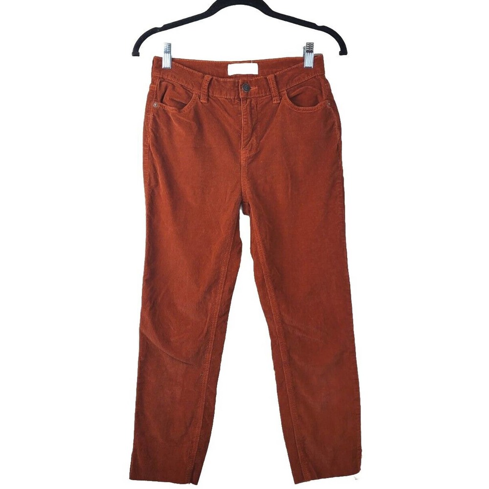 Free People 26 corduroy fired chestnut pants Straight Raw Hem Stretch Orange